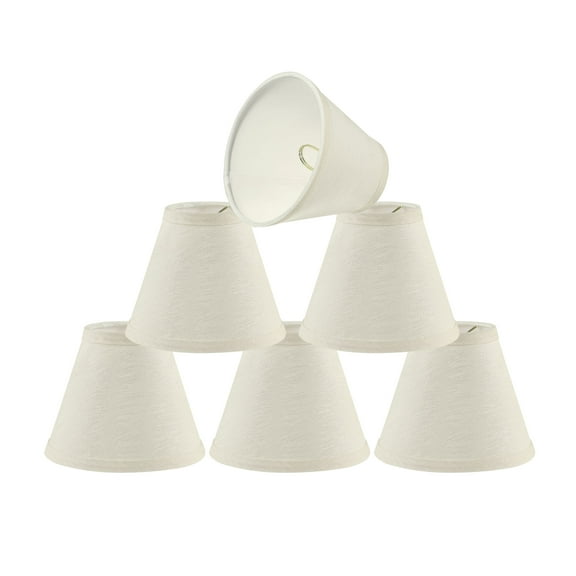 Aspen Creative 32127-6 Small Hardback Empire Shape Chandelier Clip-On Lamp Shade Set (6 Pack), Transitional Design in Off White, 6" bottom width (3" x 6" x 5")
