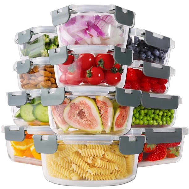 Juego de 24 Contenedores para Alimentos de Vidrio Borosilicato HOMBERKING