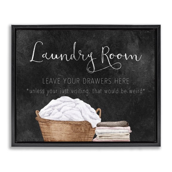 Leave Your Drawers Laundry Black Framed Floater Canvas Wall Art, design by Kim Allen