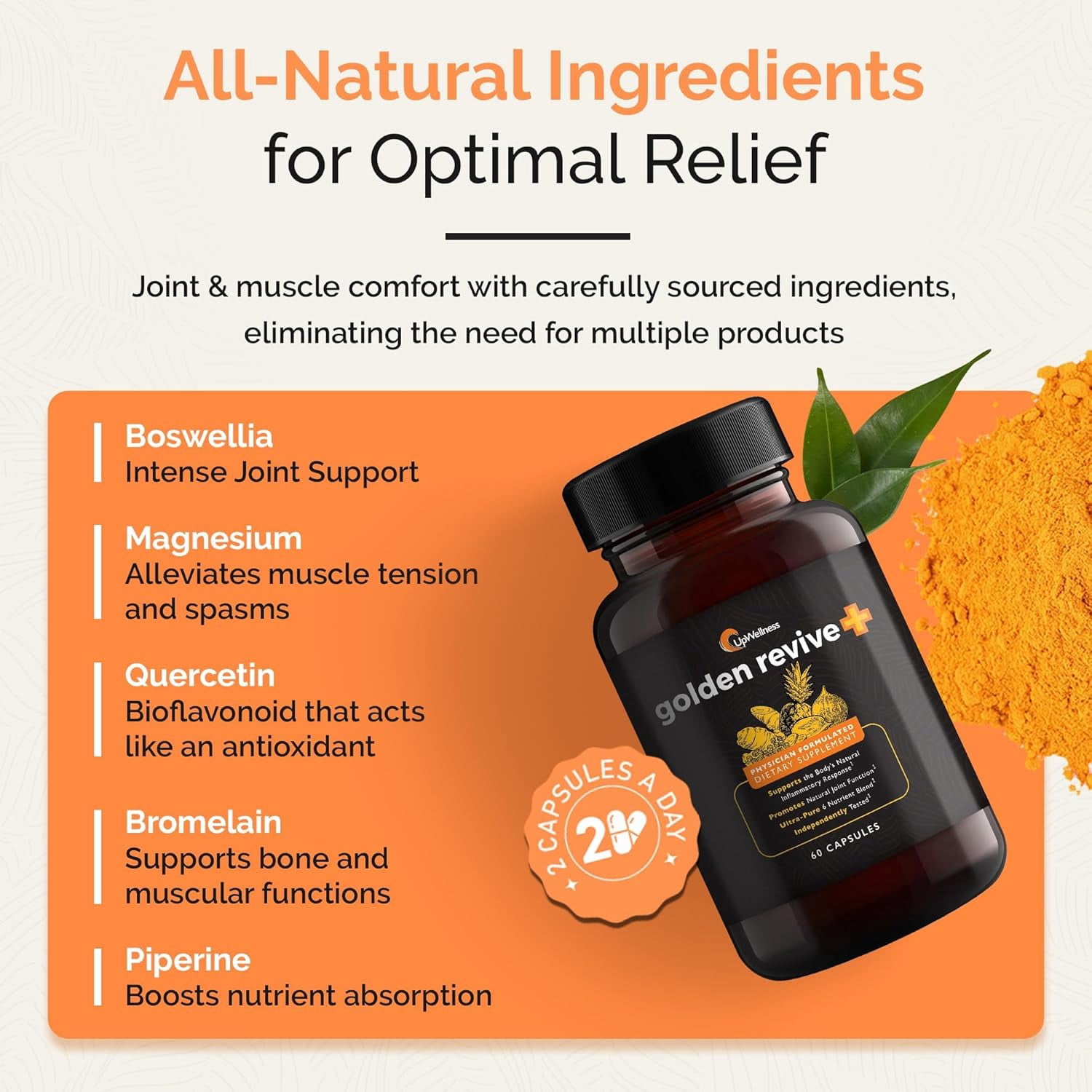 Upwellness Golden Revive+ Joint & Muscle Support Supplement - 60 ct