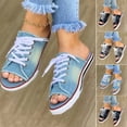 thumbnail image 3 of Summer Sandals,Flat Sandals for Women,Comfortable Sandals for Women,Women's Sandals,Womens Flat Shoes,Womens Walk Sports Casual Shoes Lace-Up Comfy Classic Canvas - Sandals,Dark Blue,8, 3 of 3
