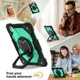 thumbnail image 6 of for iPad Pro 11" 2024 M4 5th Geneartion A2836/A2837/A3006 with Pencil Holder/360° Rotating Kickstand/Grip Handle/Shoulder Strap Kids Girls Heavy Duty Protective 3-Layers Cover, Black+Mint, 6 of 8