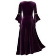 thumbnail image 3 of LINMOUA Women's Plus Size Cool Patchwork Bandage Long Sleeve Robe Long Dress, 3 of 6