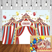 7×5FT Carnival Backdrop Circus Red Curtain Tent Colorful Balloons Baby Shower Kids Birthday Photography Background
