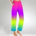 thumbnail image 2 of Wide Leg Sweatpants for Women Fashion Gradient Color Elastic Waisted Long Pants with Pockets Ladies Loungewear Trousers (Multicolor,S), 2 of 5
