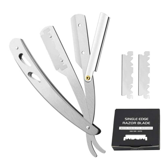 Juego de Afeitar Zulema de Acero Inoxidable con Borde de Barbero