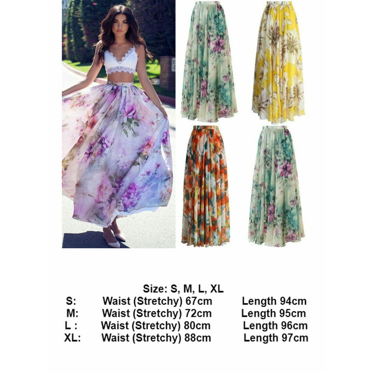 High waist boho print HIRIGIN Long Skirt Women maxi skirt floral print beach skirt Female chic vintage 2020 summer skirt Walmart