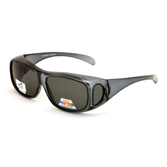 Polarized Fit Over Glasses Sunglasses Rectangular Frame Black Brown 63MM
