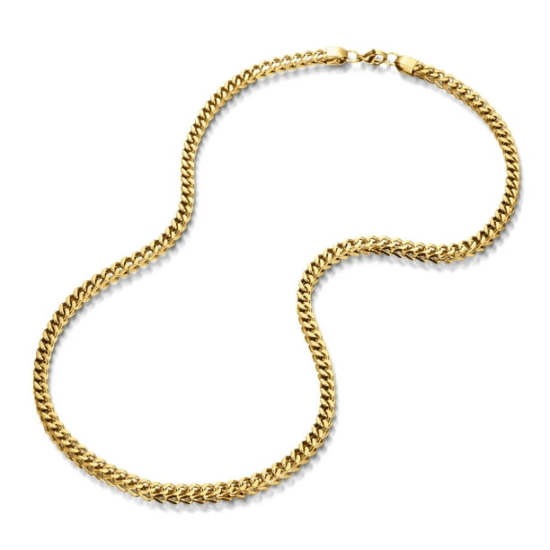 Kezef Men's Gold Plated Stainless Steel Foxtail Chain Necklace 6mm