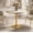 Ivory White Marble, variant on Aukfa 31.5" Round Sintered Stone Dining Table for 2-4, Kitchen Table Tulip Table with Gold Pedestal Base for Bistro Small Apartment,Carrara White
