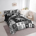 thumbnail image 4 of Homewish Western Cowboy Cowgirl Bedding Comforter Set 7pcs, Black Grey Patchwork Queen Bedding Sets, Rustic Farmhouse Reversible Queen Sheet Sets, Ultra Soft Bedroom Decor, 4 of 8