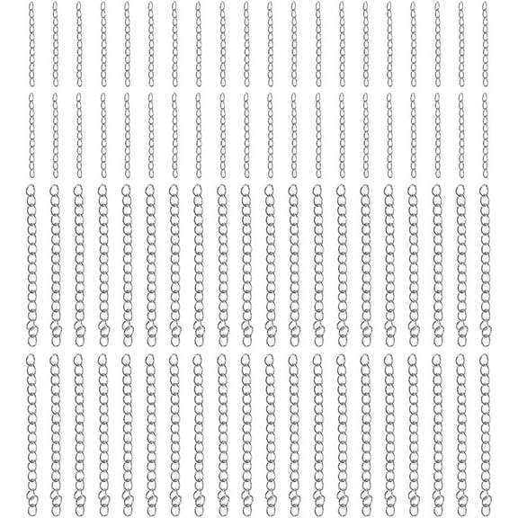 120Pcs 2 Sizes Tail Extender Chain 0.98"/2.16" Necklace Extenders Removable Stainless Steel Extension Chain Curb Chain Extension Small Metal End Chain