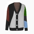 thumbnail image 5 of IROINNID Womens Sweater Button Down Pullover Sweater Color Block Loose Mid-Length Long Sleeve Button Blocking Knitted Tops Blouse, 5 of 6