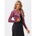 thumbnail image 4 of Bolero Elegante de Terciopelo para Mujer Bolero Crop Cardigan para Cóctel Chaqueta Corta Violeta XL, 4 of 6