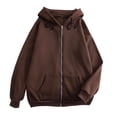 thumbnail image 5 of Men Women Jacket Coat Hooded Drawstring Long Sleeve Zipper Placket Outwear with Pockets Loose Fit Sweatshirt Outwear, 5 of 8