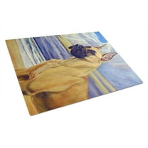 Caroline's Treasures Fawn Great Dane at the beach Glass Cutting Board Large
