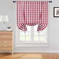 thumbnail image 2 of Haperlare Kitchen Curtain 42"W x 63"L Buffalo Check Adjustable Tie Up Curtain Farmhouse Rod Pocket Window Curtain for Living Room, Red, 1 Set, 2 of 6