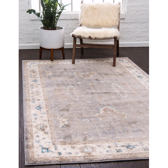 Unique Loom Salzburg Rug Gray/Beige 7' 1" x 10' Traditional Perfect For Living Room Bed Room Dining Room Office