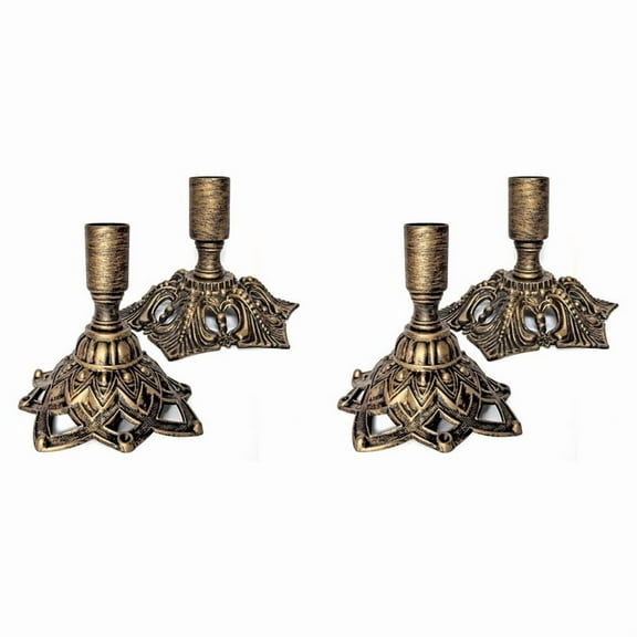 4pcs Candlestick Holders,Taper Candle Holder for Candlesticks Gold Brass Vintage Metal Stick Holders