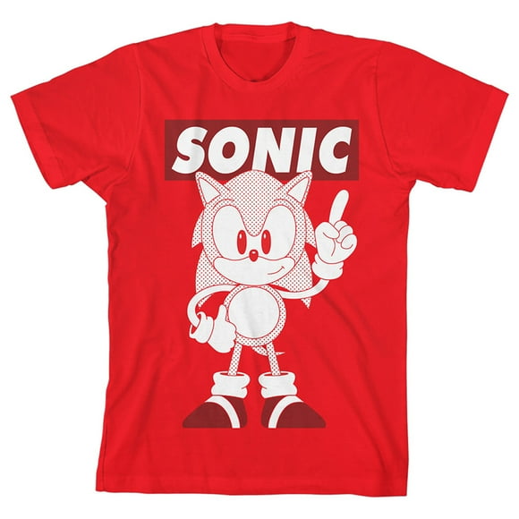 Bioworld Sonic the Hedgehog Classic Red and Black Dot Art Youth Red Short Sleeve Tee-S