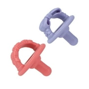 Nuby 2pk 3-D Sili Soother Silicone Pacifier, Flower & Bow