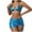 Blue, variant on Swiftwear Womens Two-Piece Bikini Swimsuit Set with Adjustable Triangle Top and Ruched High-Waisted Skirt Gold XL