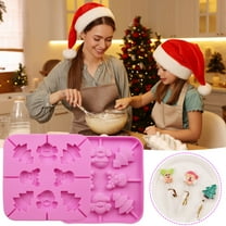 Silicone Mold under $5! Yannianjz Non-Stick Silicone Candy Molds, 8-Cavity Christmas Lollipop Mold, Food Grade Baking Tools for Chocolate Jelly Ice Cubes