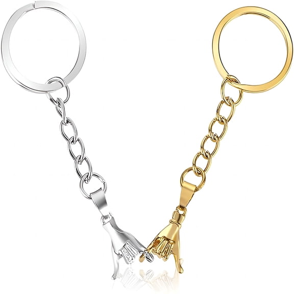 DESIGNICE 2Pcs Matching Couple Pinky Promise Keychain Gifts for Boyfriend Girlfriend, Best Friend Friendship Gifts for Women