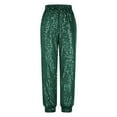 thumbnail image 4 of Sequin Pants Green Sparkle Outfit High Waisted Wide Leg Women'S Holiday Pants Womens Disco Pants, 4 of 6