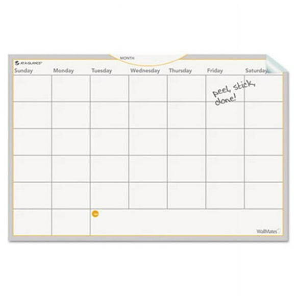 At-A-Glance AW602028 WallMates Self-Adhesive Dry Erase Monthly Planning Surface  36 x 24  White