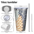thumbnail image 4 of 16oz Tumblers Blue Floral and Petal Pattern Stainless Steel Vacuum Insulated Double Wall Travel Tumbler Cups Mug with Lid and Straw,Cleaning Brush for Coffee,Tea, 4 of 4