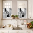 thumbnail image 3 of 3 Piece Kitchen Curtains and Valances Set Grey Boho Geometric Cafe Curtains 24 Inch Length Vintage Ethnic Abstract Lines Leaves Valance & Tier Curtain for Living Room Bedroom Window 54"x18"+27"x24"*2, 3 of 6
