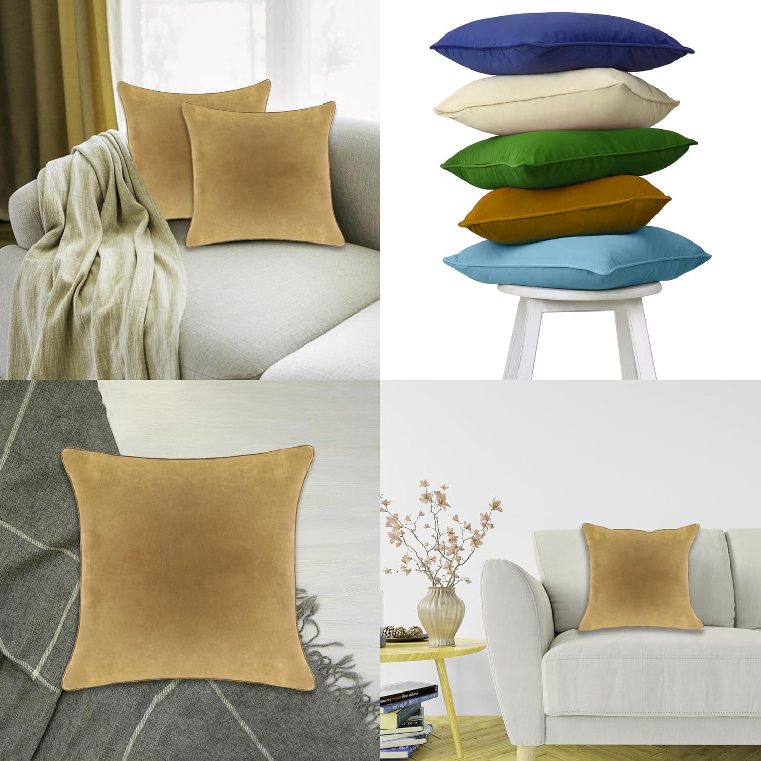 A1HC Hypoallergenic Down Alternative Decorative Throw Pillow, 24x24 in, Square, Pack of 1, Irish Coffee