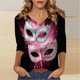 thumbnail image 2 of TaTaai Women's Fashion Christmas Printed Loose Casual V Neck With Three Quarter Sleeves And 3/4 Sleeves T-shirt Pullover Top Gift, 2 of 5