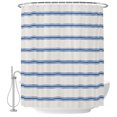 thumbnail image 2 of Shower Curtains for Bathroom, Navy Blue Striped Waterproof Fabric Shower Curtain, Rustic Blue Stripe Modern Art Beige Decorative Bathroom Curtain for Bathtub, 36"x72", No Hooks Included, 2 of 9