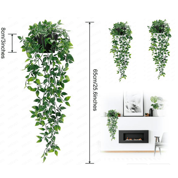 Artificial Hanging Plants Fern Vine,1 Pack Fake Ivy Leaves Plastic Plants, Faux UV Resistant Greenery Decor for Indoors & Outdoors