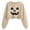 Khaki, variant on Elvqul Women's Loose Fit Long Sleeve Sweatshirt Crew Neck Jack-O-Lantern Pumpkin Relaxed Athletic Sporty Active
