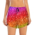 thumbnail image 2 of Balery Colorful Glitter Pantalones cortos deportivos para mujer con forro y dos bolsillos, elásticos, para entrenamiento, gimnasio, yoga-XX-Large, 2 of 7
