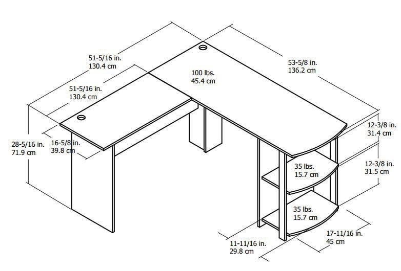 Dorel L-Shaped Desk