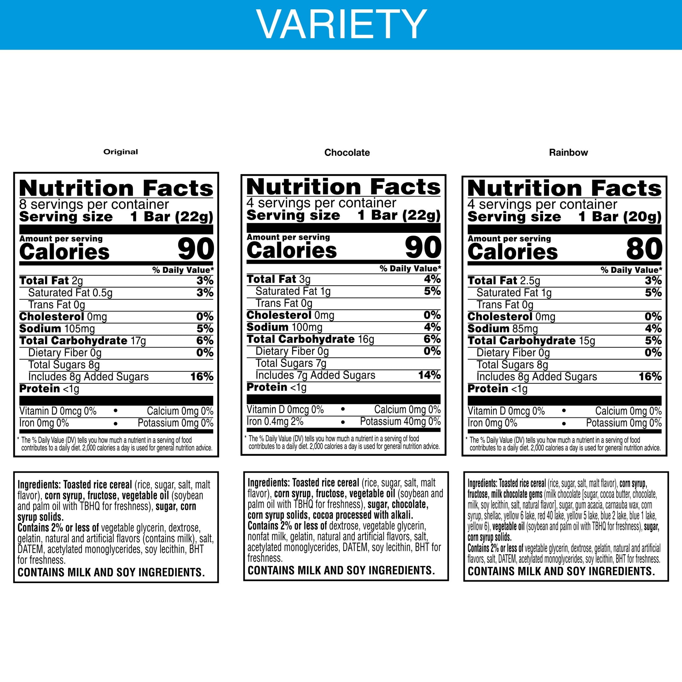 Rice Krispies Treats Variety Pack Chewy Crispy Marshmallow Squares, Kids Snacks, 12.1 oz, 16 Count