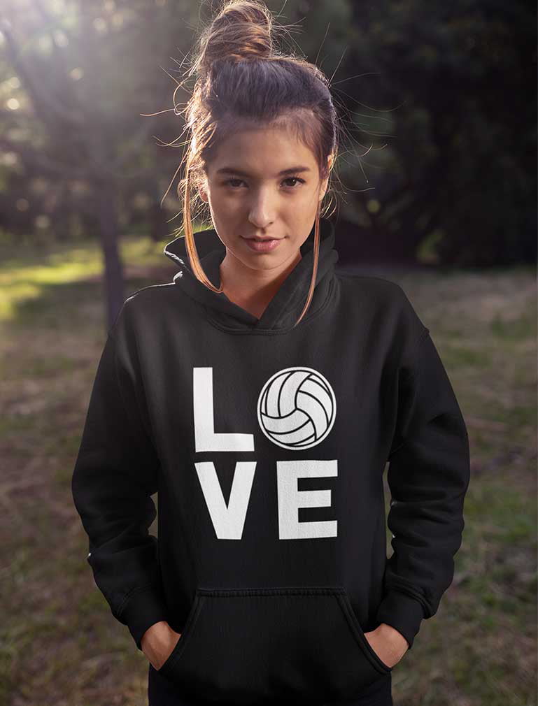 Love Volleyball Sweatshirt Gift for Volleyball Fans Teen Girls Women Hoodie 