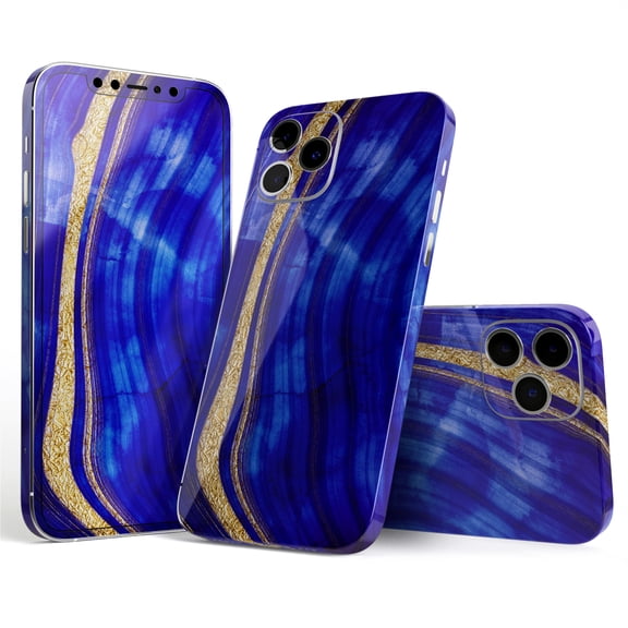 DesignSkinz Vivid Agate Vein Slice Blue V6 Full-Body Skin Decal Wrap Cover for iPhone 16