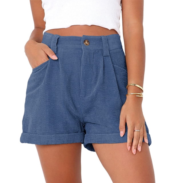 Pantalones cortos para mujer, cintura media, color puro, suaves, transpirables, sueltos, pantalones cortos para citas y trabajo
