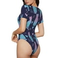 thumbnail image 3 of The Xecao Silhouette Cats Women's Crew Neck Body Suit, a short-sleeved bodysuit and basic swimsuit, both comfort and style for dating and daily life, 3 of 9