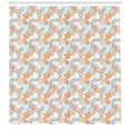 thumbnail image 3 of Tropical Shower Curtain, Bird of Paradise Hibiscus Palm Leaves and Flowers in Pastel Tones, Fabric Bathroom Set with Hooks, 69W X 84L Inches Extra Long, Baby Blue Peach, by Ambesonne, 3 of 3
