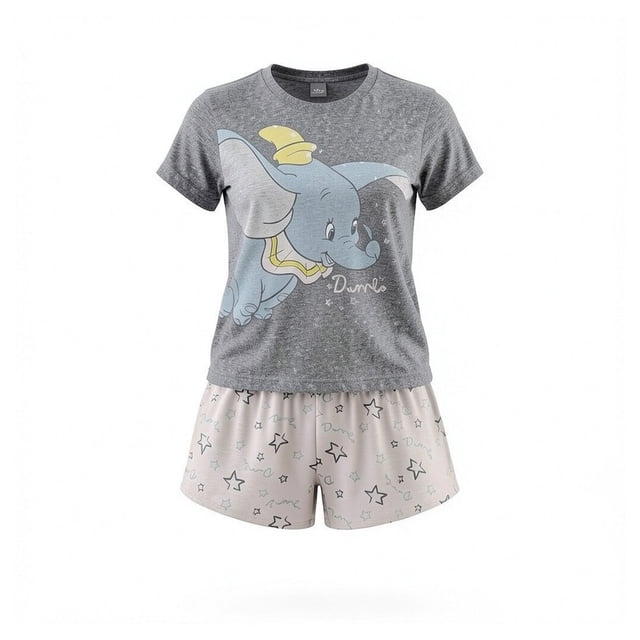 Pijama Dumbo para Dama Set Playera Manga Corta con Short Rosa Talla EG 2 Piezas
