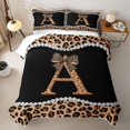 thumbnail image 2 of Manfei Leopard Print Letter A Bow Twin Quilt Set, Fashion Diamond Twin Coverlet Set for Girls Women, 2 of 7