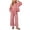 Red, variant on Women's Gingham 2 Piece Lounge Set Matching Wide Leg Pants Outfit with Pockets