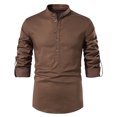 thumbnail image 1 of Camisa suelta de manga larga de lino para hombres de primavera y verano Pompotops  oipoqjl47530, 1 of 9