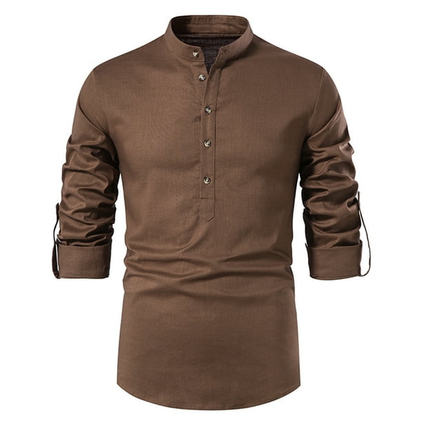 Camisa Suelta de Manga Larga de Lino Para Hombres de Primavera Y Verano Odeerbi ODB-6